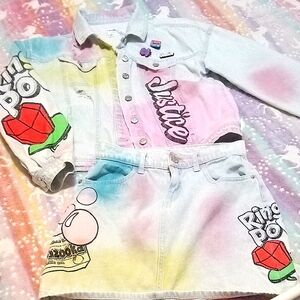 Girls Justice Denim Jacket and Skirt Set